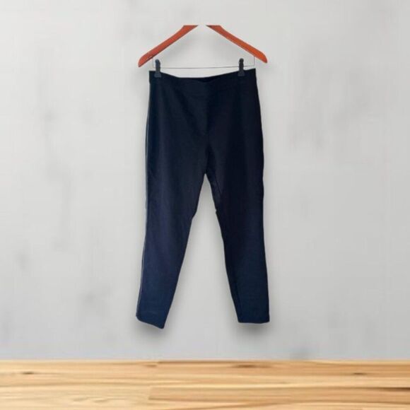 Max Studio Women Leggings Size L with Faux Leather Tuxedo Strip - Picture 1 of 8